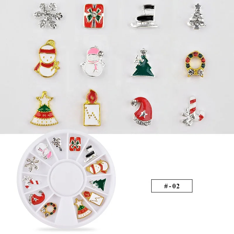 CHS004  Alloy Christmas Nail Decoration Wheel 3D Nail Jewelry Accessories