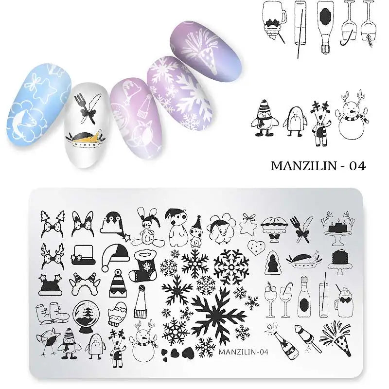 CHS003  6*12cm Christmas XMAS Theme Nail Art Stamping Template Plates Manicure Nail Tools