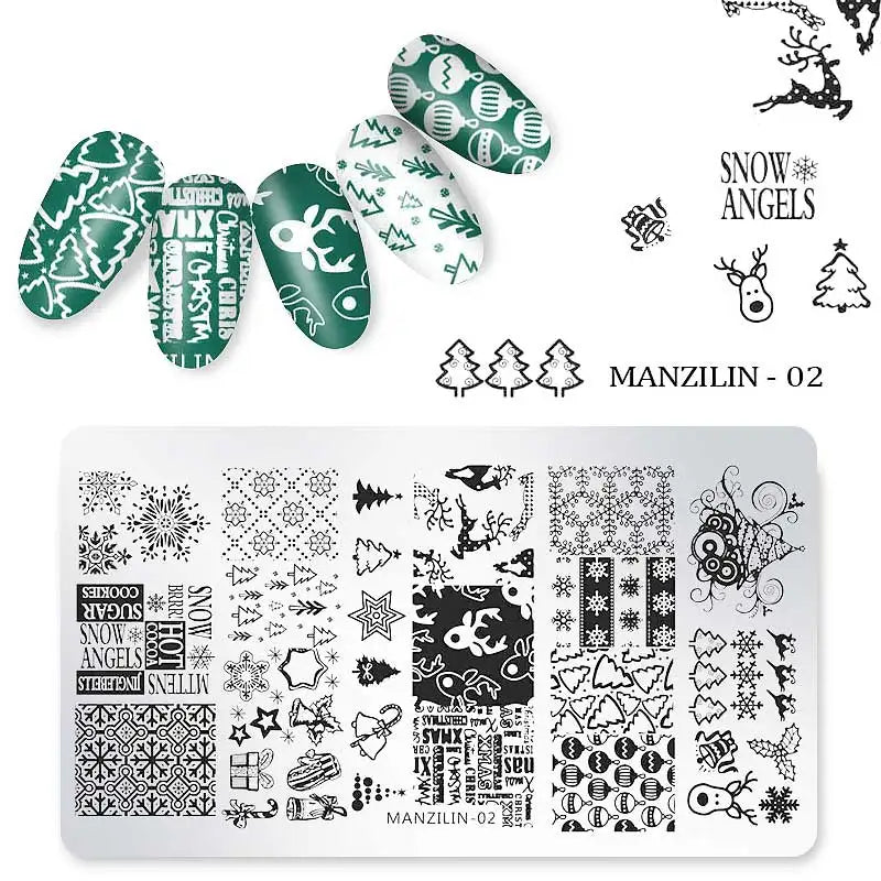 CHS003  6*12cm Christmas XMAS Theme Nail Art Stamping Template Plates Manicure Nail Tools