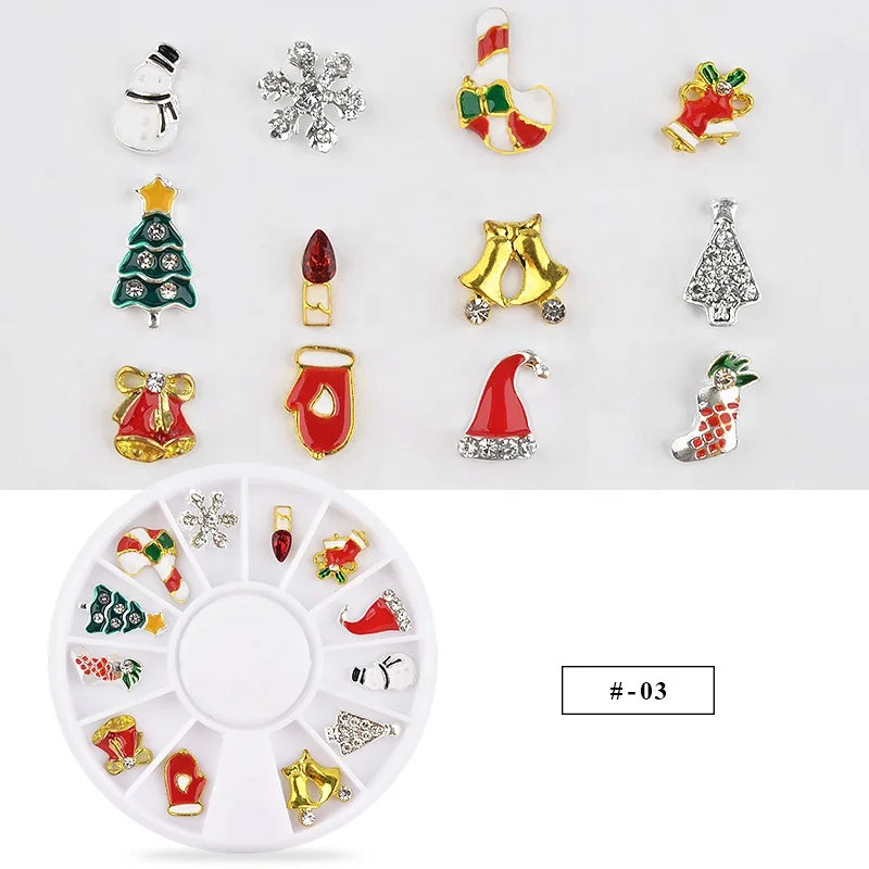 CHS004  Alloy Christmas Nail Decoration Wheel 3D Nail Jewelry Accessories