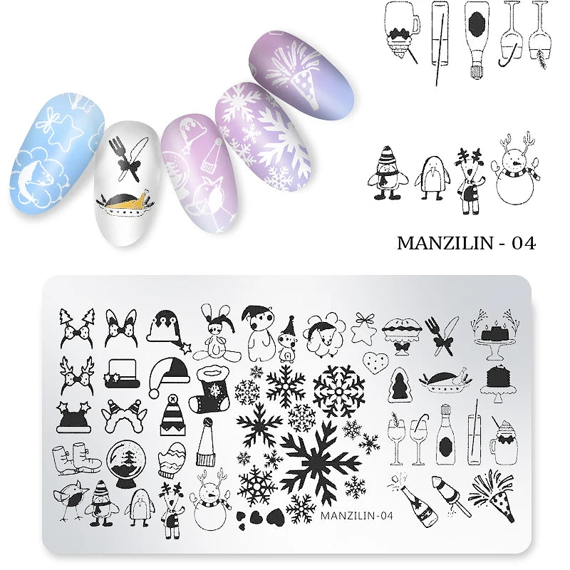 CHS003  6*12cm Christmas XMAS Theme Nail Art Stamping Template Plates Manicure Nail Tools