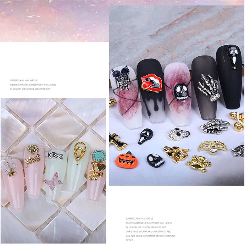 CHS029  21 grid new Christmas Halloween alloy jewelry metal rivet nail decoration nail art rhinestone nail art jewelry