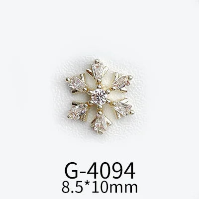 CHS015  Christmas Nail Art Zircon Charms 3D Snowflake Nail Glitter Sticker Supplies Accessories Shiny Xtmas Nail Rhinestones Jewelry