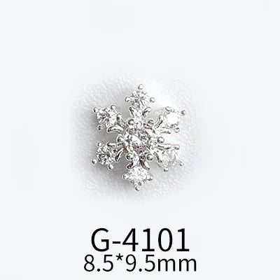 CHS015  Christmas Nail Art Zircon Charms 3D Snowflake Nail Glitter Sticker Supplies Accessories Shiny Xtmas Nail Rhinestones Jewelry