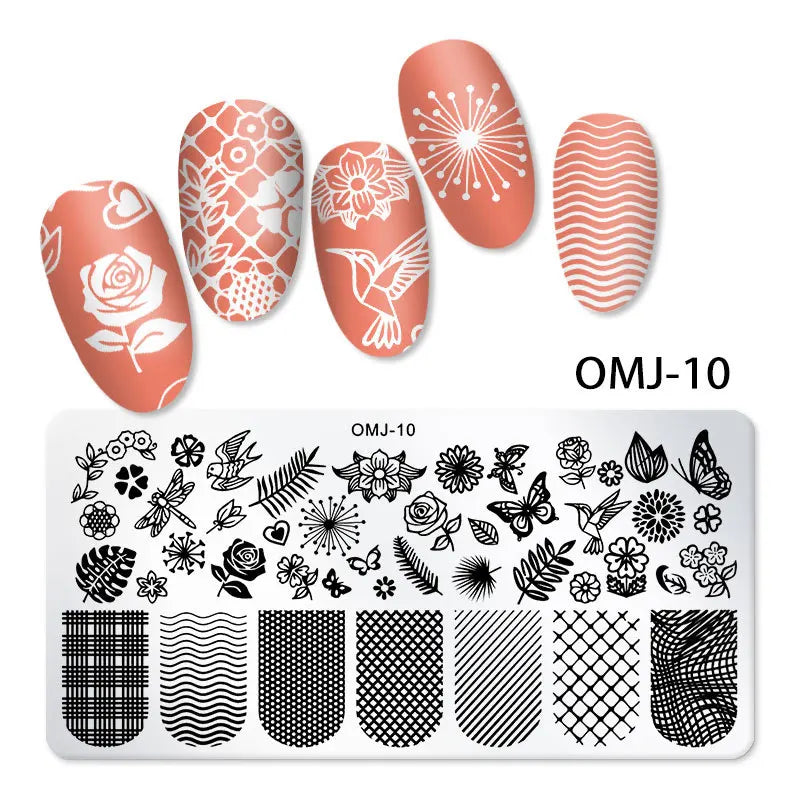 CHS011  12*6cm Stainless steel Nail Art Stamping Template Christmas Image Transfer Plate Manicure Tools