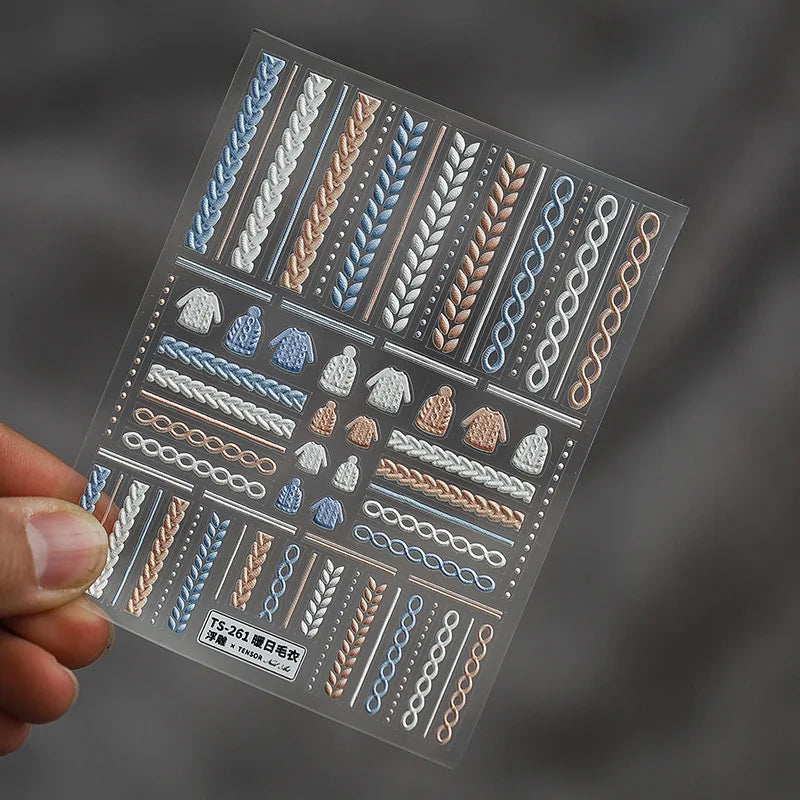 CHS028  High quality 5D nail stickers Christmas flowers nail stickers decorations simple flower lines 3d