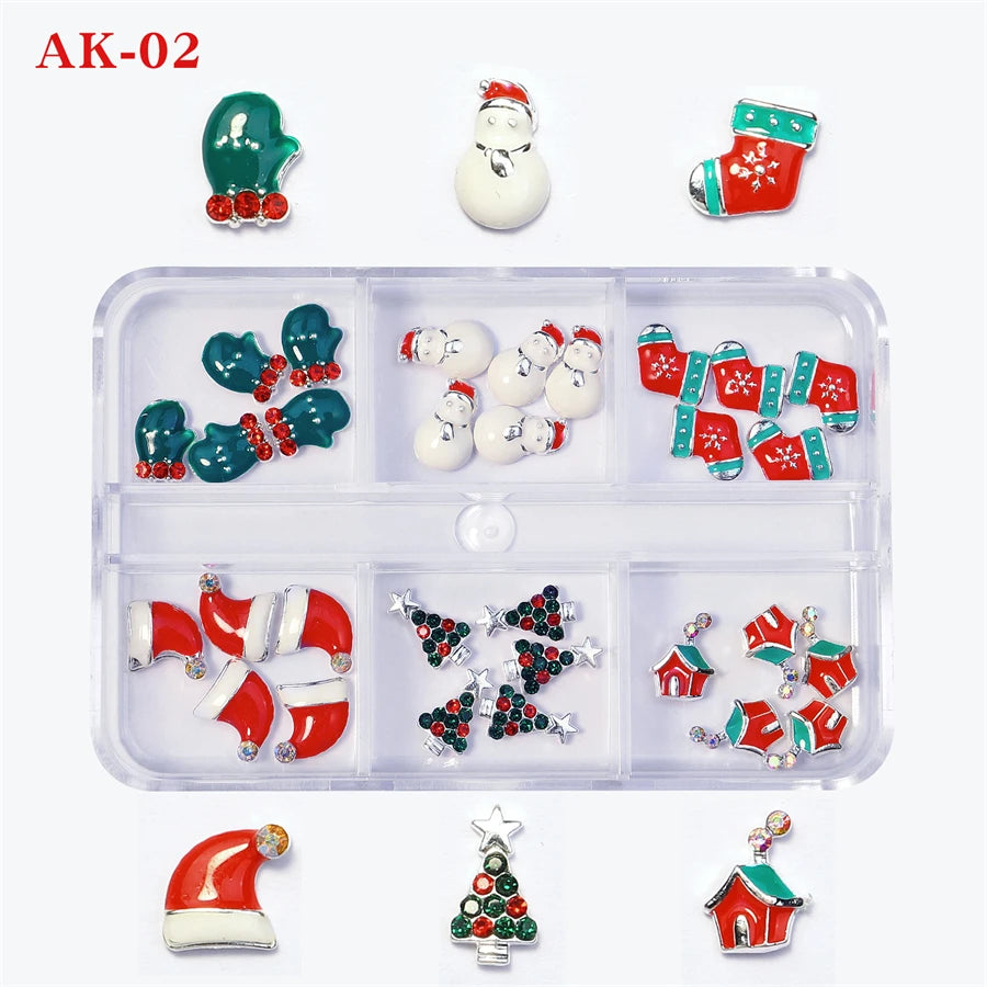 CHS002  Alloy Christmas Mix Shapes Christmas Metal Charm Nail art Decoration Wheel 3D Nail Jewelry Accessories