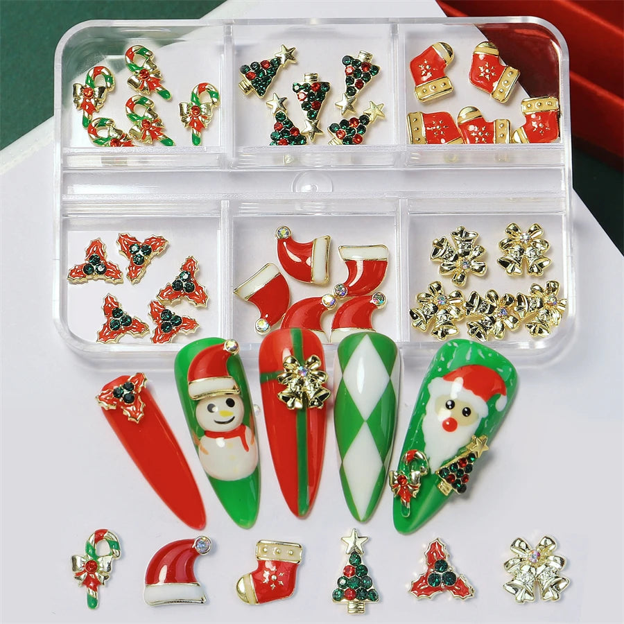 CHS002  Alloy Christmas Mix Shapes Christmas Metal Charm Nail art Decoration Wheel 3D Nail Jewelry Accessories
