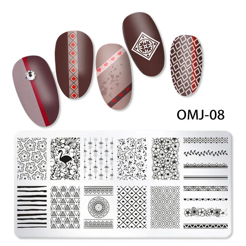 CHS011  12*6cm Stainless steel Nail Art Stamping Template Christmas Image Transfer Plate Manicure Tools