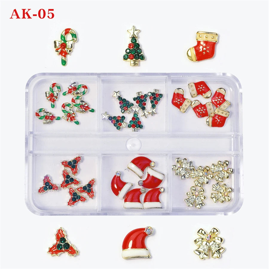 CHS002  Alloy Christmas Mix Shapes Christmas Metal Charm Nail art Decoration Wheel 3D Nail Jewelry Accessories