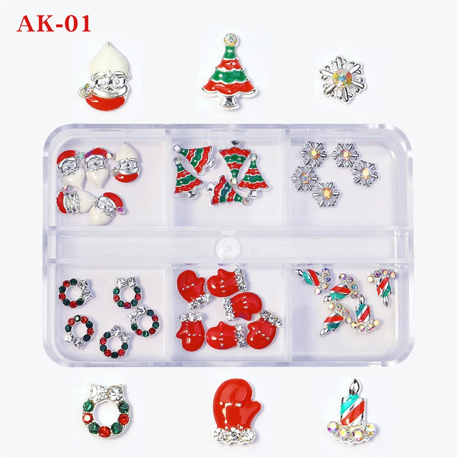 CHS002  Alloy Christmas Mix Shapes Christmas Metal Charm Nail art Decoration Wheel 3D Nail Jewelry Accessories