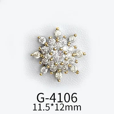 CHS015  Christmas Nail Art Zircon Charms 3D Snowflake Nail Glitter Sticker Supplies Accessories Shiny Xtmas Nail Rhinestones Jewelry