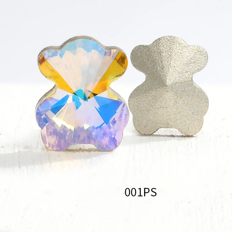 CHS049  Christmas series 6.5*8mm bear manicure rhinestone color pointed bottom glass rhinestone