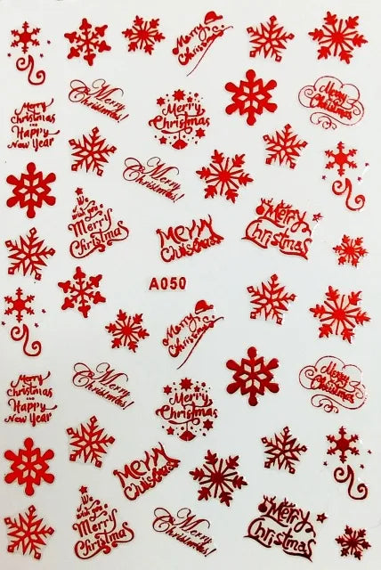 CHS037  3D Nail Art Christmas Slider Wraps Snowflake Elk Santa Adhesive Flame Sticker Red Gold Manicure Nails Designs