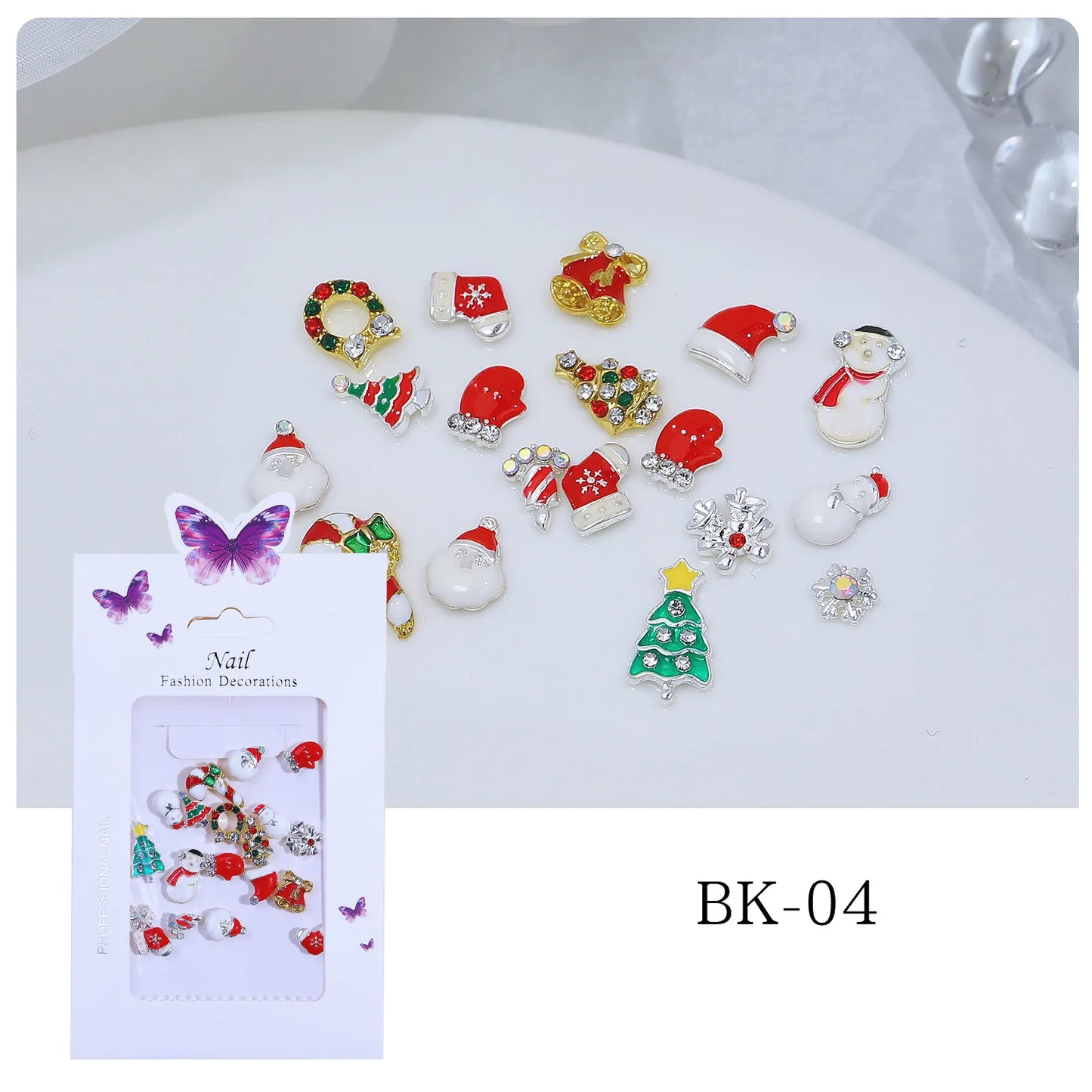 CHS001  Alloy Christmas Mix Shapes Christmas Metal Charm Nail art Decoration Wheel 3D Nail Jewelry Accessories