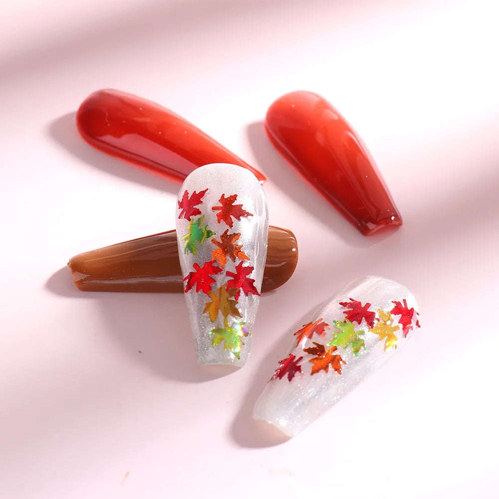 CHS030  Autumn/Winter Metallic New Maple Leaf Christmas Thanksgiving Snowflake Nail Sequins
