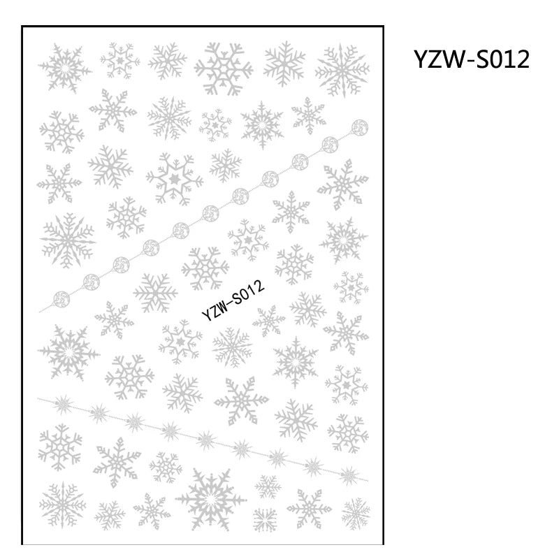 CHS027  1pcs Christmas Winter Nail Sticker Robin Snow Flower New Year Halloween 3D Decals Nail Art Design Decor Accessories