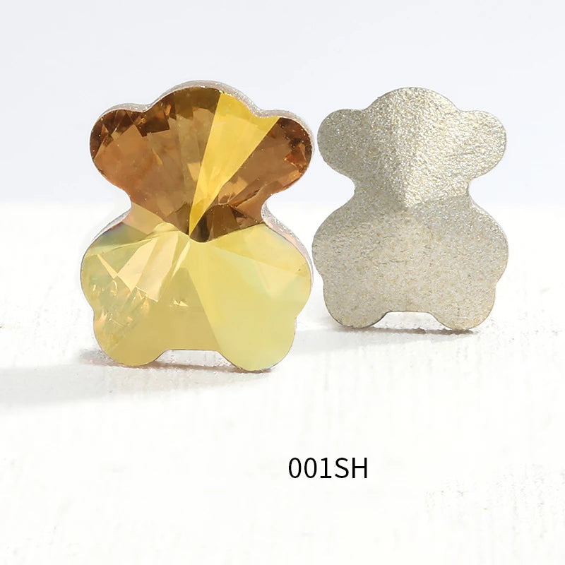 CHS049  Christmas series 6.5*8mm bear manicure rhinestone color pointed bottom glass rhinestone