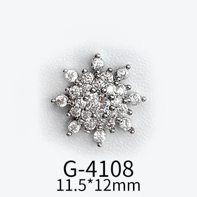 CHS015  Christmas Nail Art Zircon Charms 3D Snowflake Nail Glitter Sticker Supplies Accessories Shiny Xtmas Nail Rhinestones Jewelry