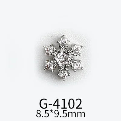 CHS015  Christmas Nail Art Zircon Charms 3D Snowflake Nail Glitter Sticker Supplies Accessories Shiny Xtmas Nail Rhinestones Jewelry