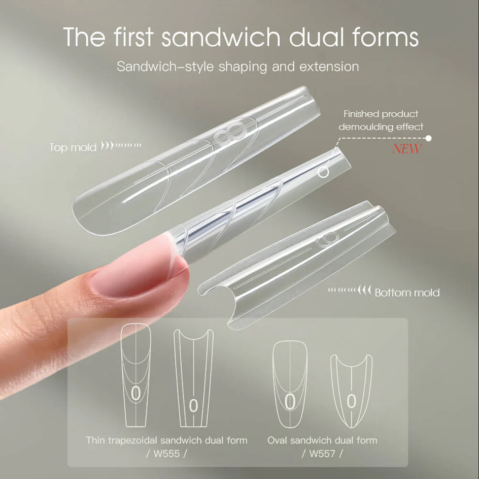NEW ARRIVAL Sandwich Dual Nail Forms for Manicure Nail Extension Coffin Almond Dual Nail Forms for Home DIY