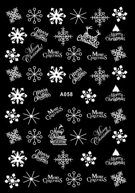 CHS037  3D Nail Art Christmas Slider Wraps Snowflake Elk Santa Adhesive Flame Sticker Red Gold Manicure Nails Designs