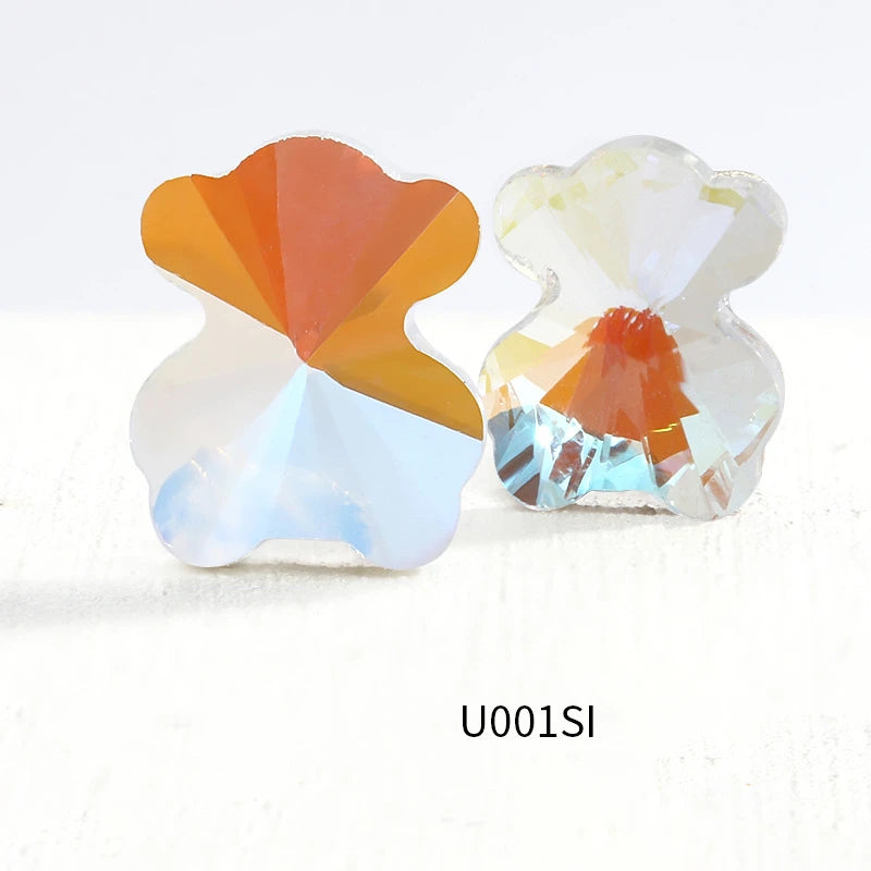 CHS049  Christmas series 6.5*8mm bear manicure rhinestone color pointed bottom glass rhinestone