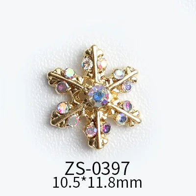 CHS018  Wholesale Christmas Snowflake series AB diamond white diamond nail jewelry