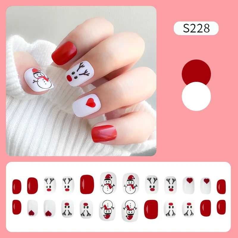 CHS023 Christmas style False Nails Long Press On Nail Tip Wholesale Vendor Custom Logo Acrylic Nail Artificial Fingernails