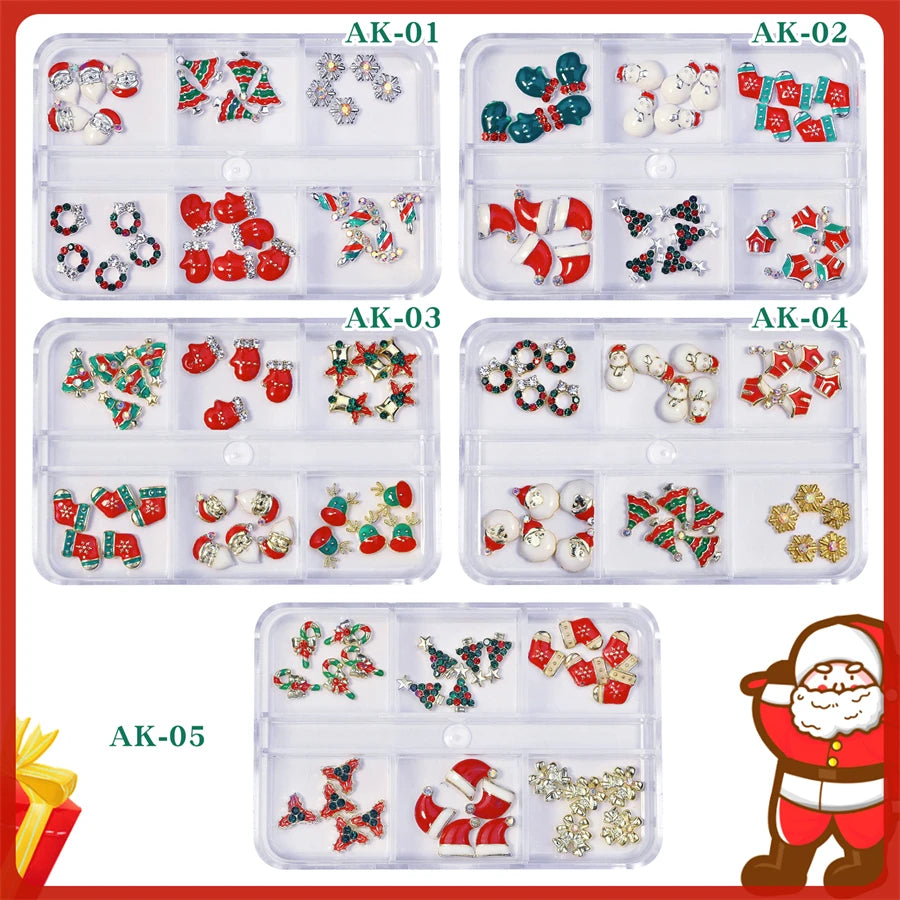 CHS002  Alloy Christmas Mix Shapes Christmas Metal Charm Nail art Decoration Wheel 3D Nail Jewelry Accessories