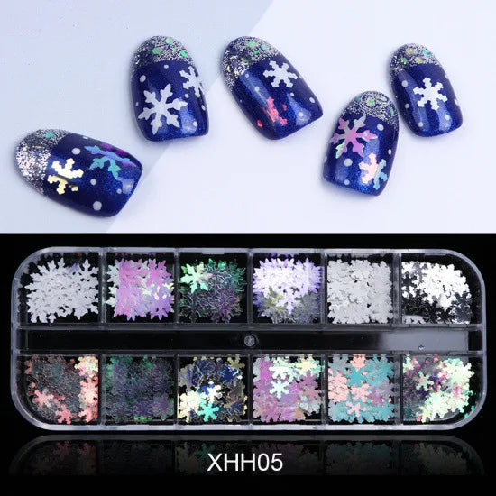 CHS025  Christmas snowflake laser winter nail enhancement sequins
