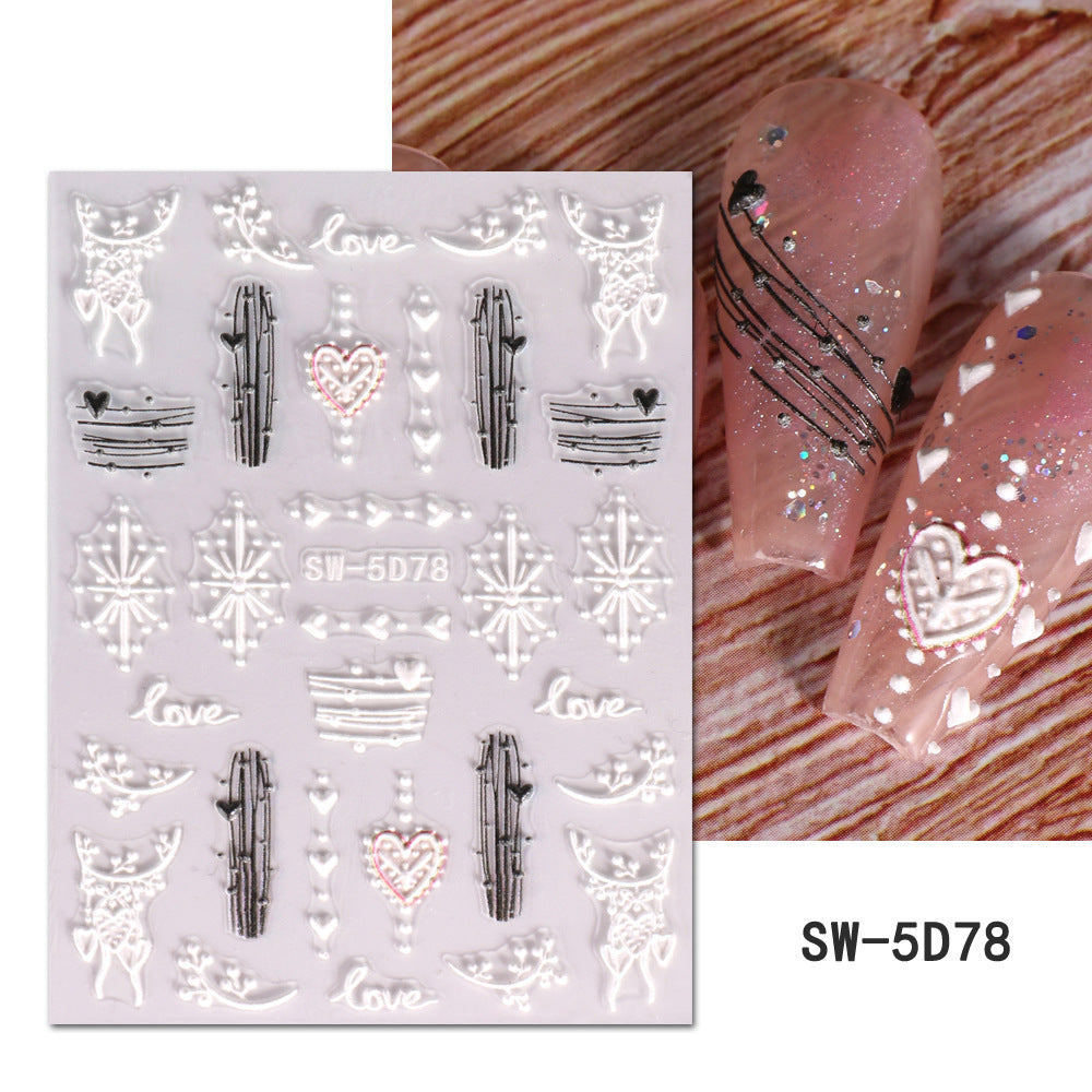 VAL028 Valentine's Day Nail Art Stickers Wholesale 5D Embossed Love Love Tree Balloon Wine Glass Bow Nail Decal