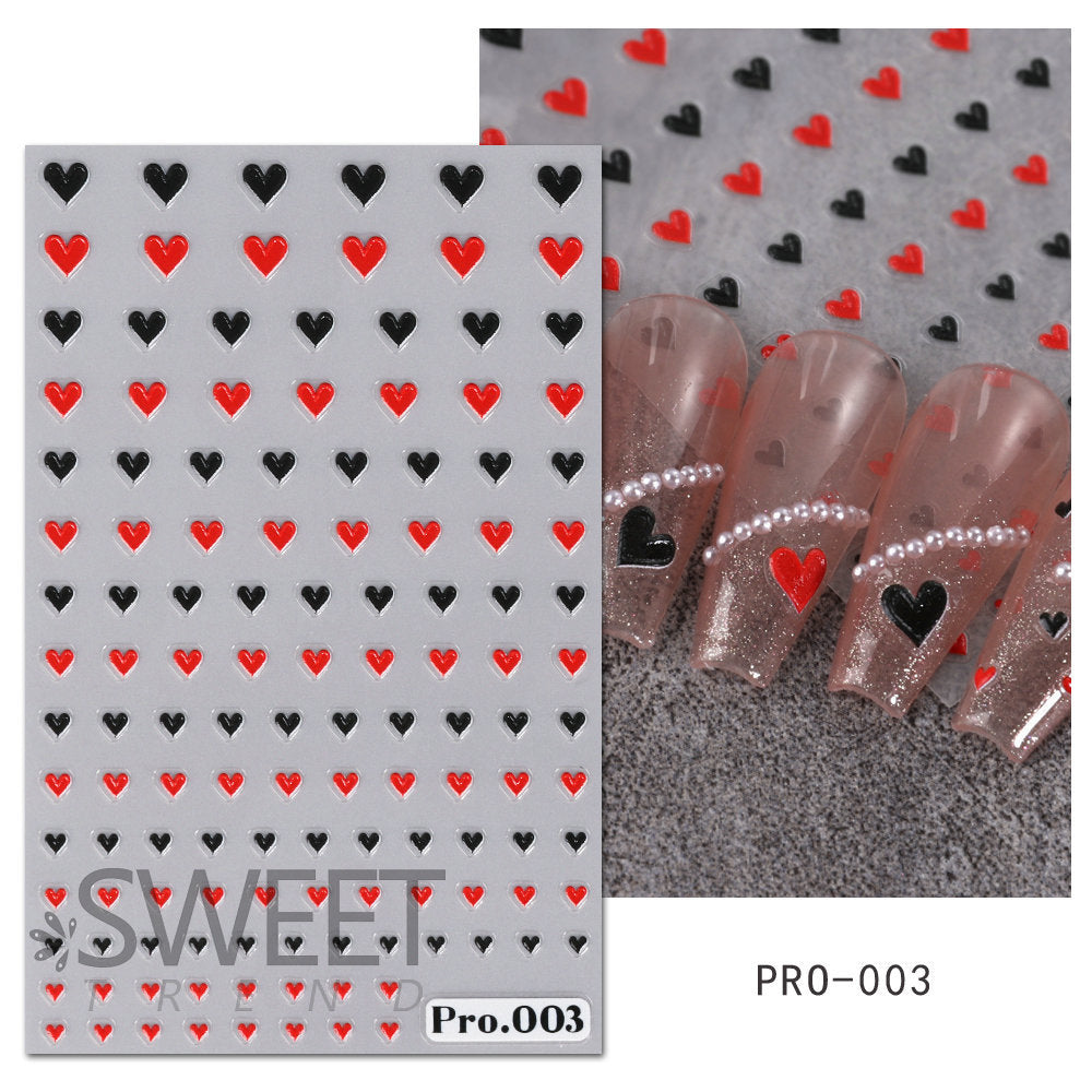 VAL014 New manicure stickers wholesale three-dimensional relief color love nail decals Valentine's Day summer sweet manicure