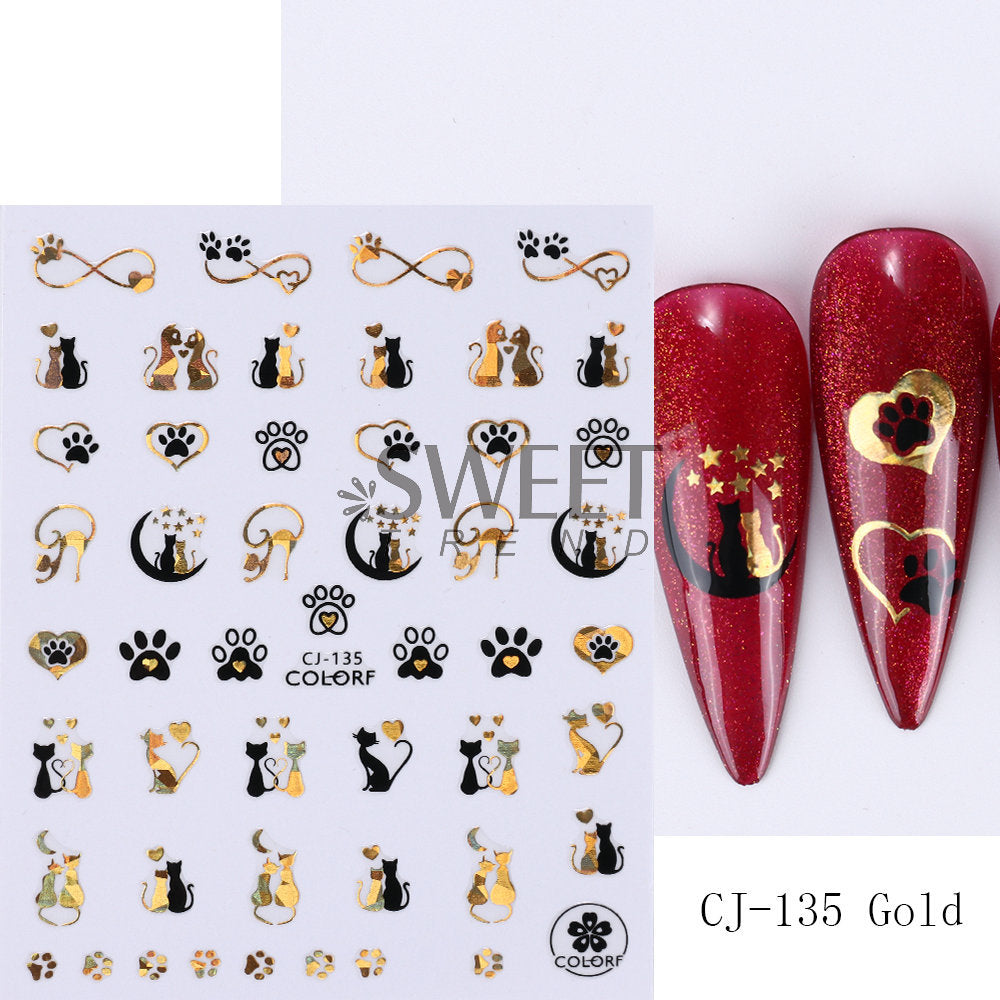 VAL005 New manicure stickers hot stamping simple Valentine's Day series rose love lines nail stickers decoration wholesale