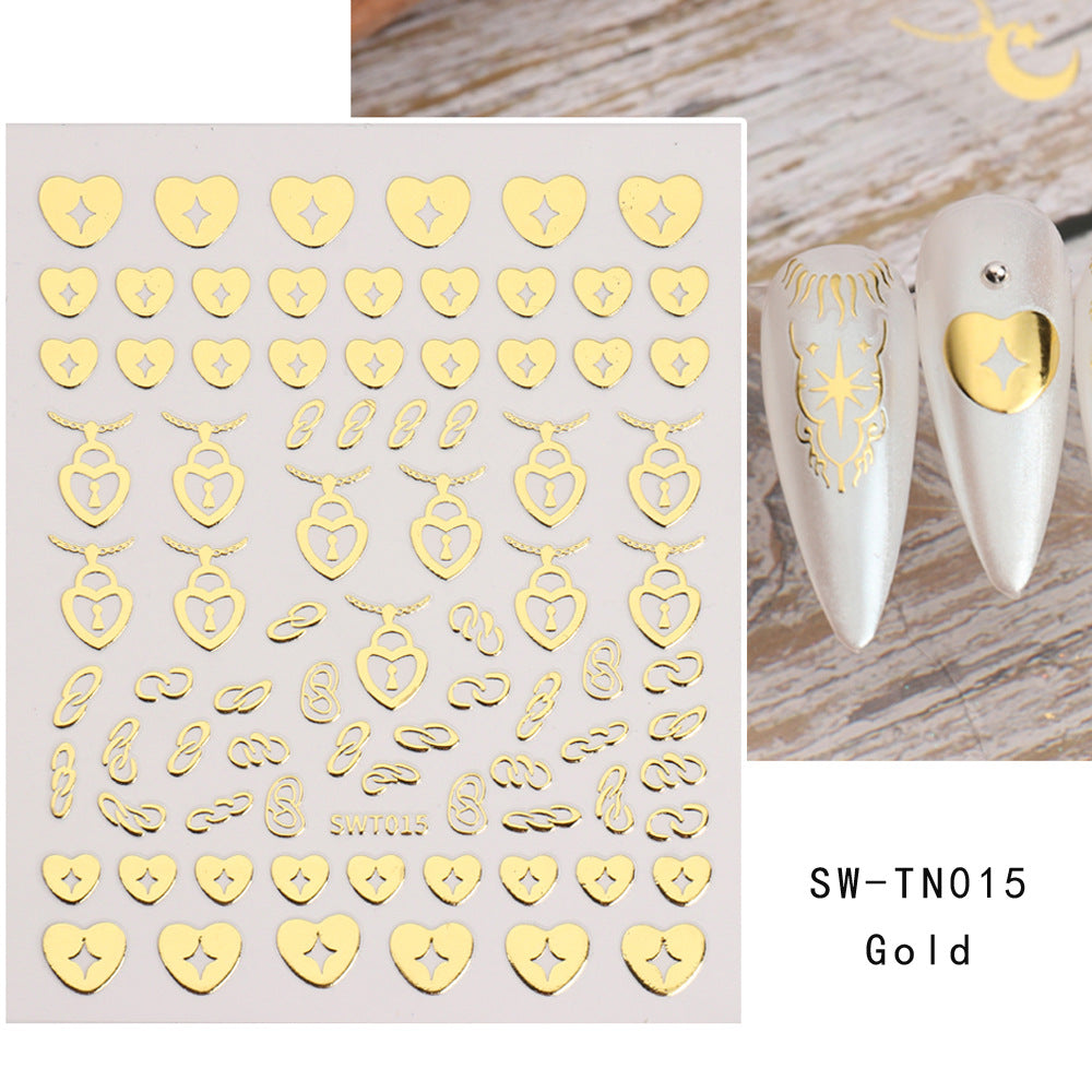 VAL007 New manicure stickers wholesale ins hot 3D golden love irregular lines nail stickers simple nail