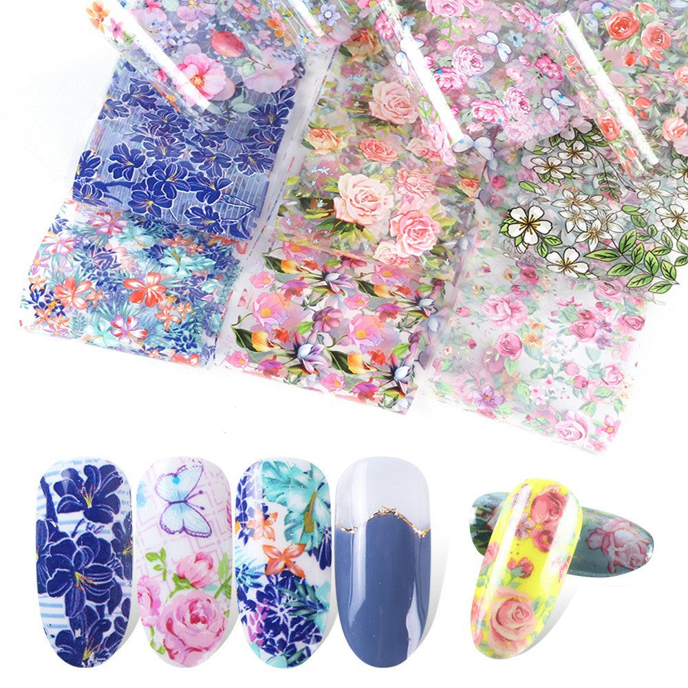 VAL010 Hot style nail art starry sky sticker ins Valentine's Day pink flower sea rose floral art lace paper nail