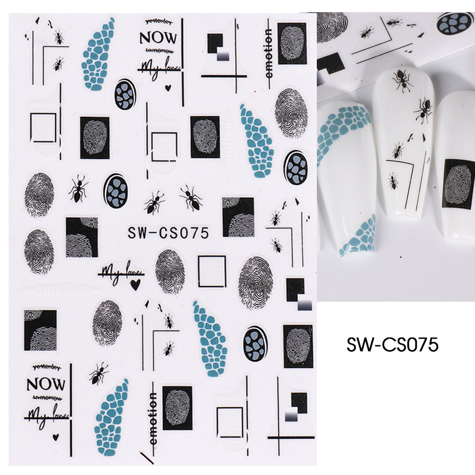 VAL026 Valentine's Day Nail Art Stickers Wholesale Ins Fingerprint Love 3D Self-Adhesive Nail Stickers nail