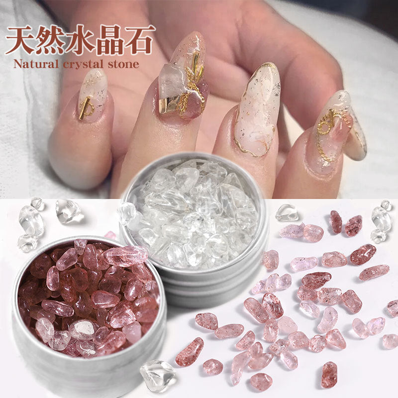 FDMC002 New Natural Nail Art Crystal Stone Jewelry, Strawberry Crystal White Crystal, Irregular Gravel Decoration