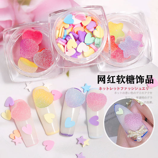 FDMC004 Nail Art Jewelry, Fondant Nail Decoration, Mixed Color Peach Heart Soft Pottery Candy Color, Nail Diamond Jewelry