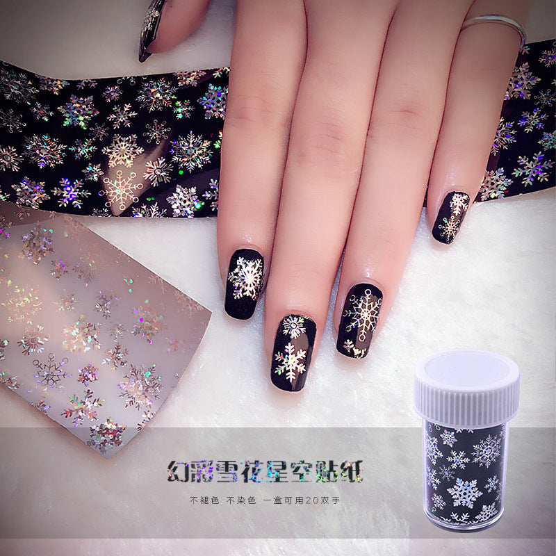 FSMA022 Wholesale nail stickers, starry sky stickers transfer decals, magic snowflake nail stickers bottle 4cm*12