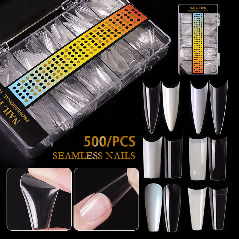 FTMA004 Cross-border No Trace C Arc Free Carving Frosted Nails Extended Patch Nail Art Frosted Trapezoidal Nails 500 Pieces