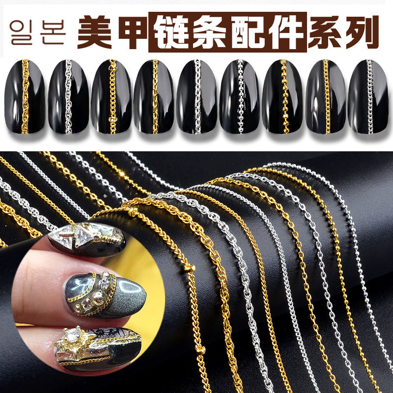 FDMD005 nail art chain, superfine zipper nail jewelry, nail art decoration chain, nail metal chain