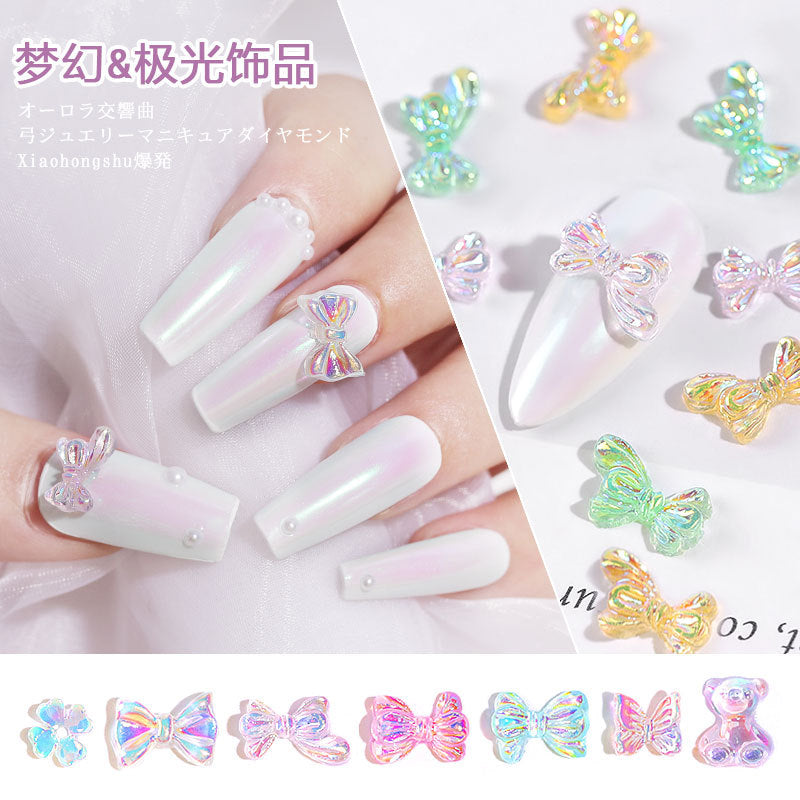 FDMC006 Three-dimensional light color magic butterfly bear, new DIY nail jewelry