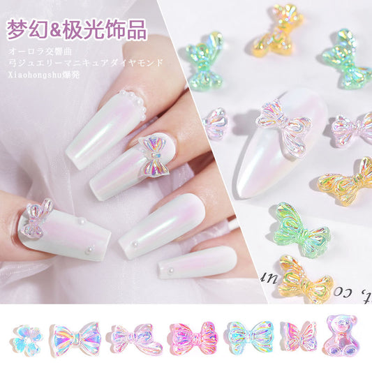 FDMC006 Three-dimensional light color magic butterfly bear, new DIY nail jewelry
