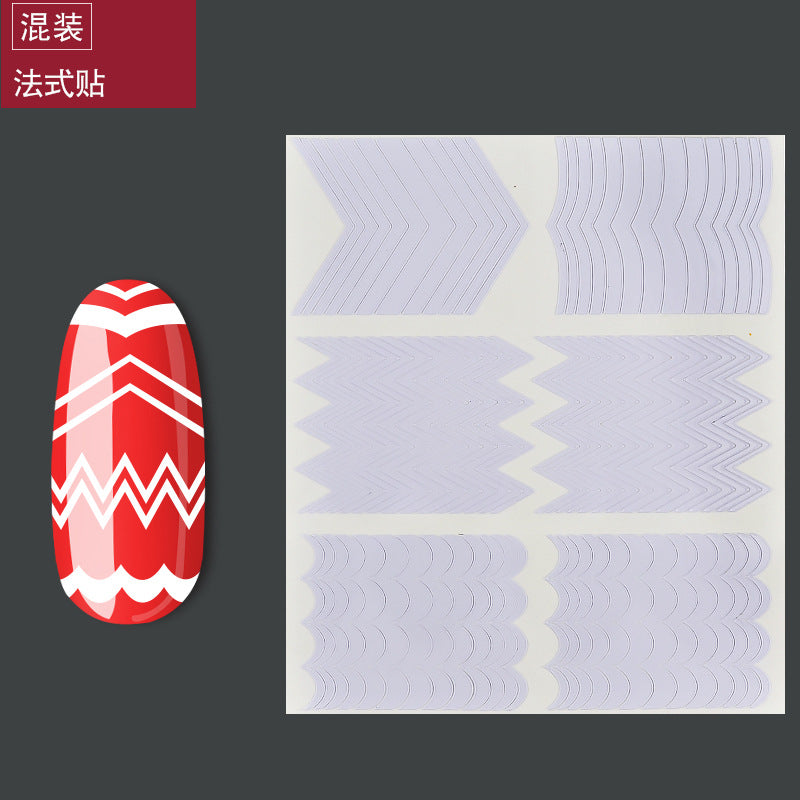 FSMB018 Nail stickers, manicure French nail stickers, smile stickers French nails, 12 mixed sets