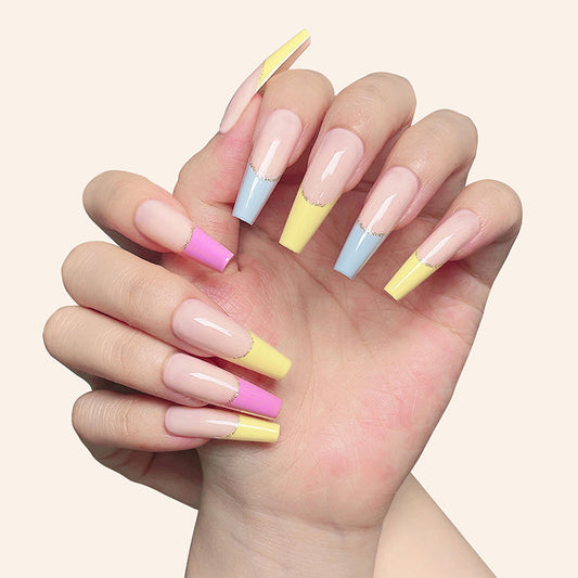 FTMB002 European and American hot selling solid color ,gradient, super long, ballet nails press on nails