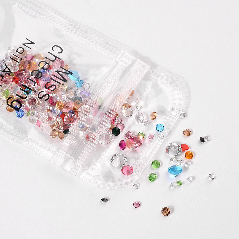 FDMD014 Nail Art Jewelry Mixed, Glass Micro-Drilled Rhinestones Loose Diamonds Transparent AB Jewelry Wholesale 10g