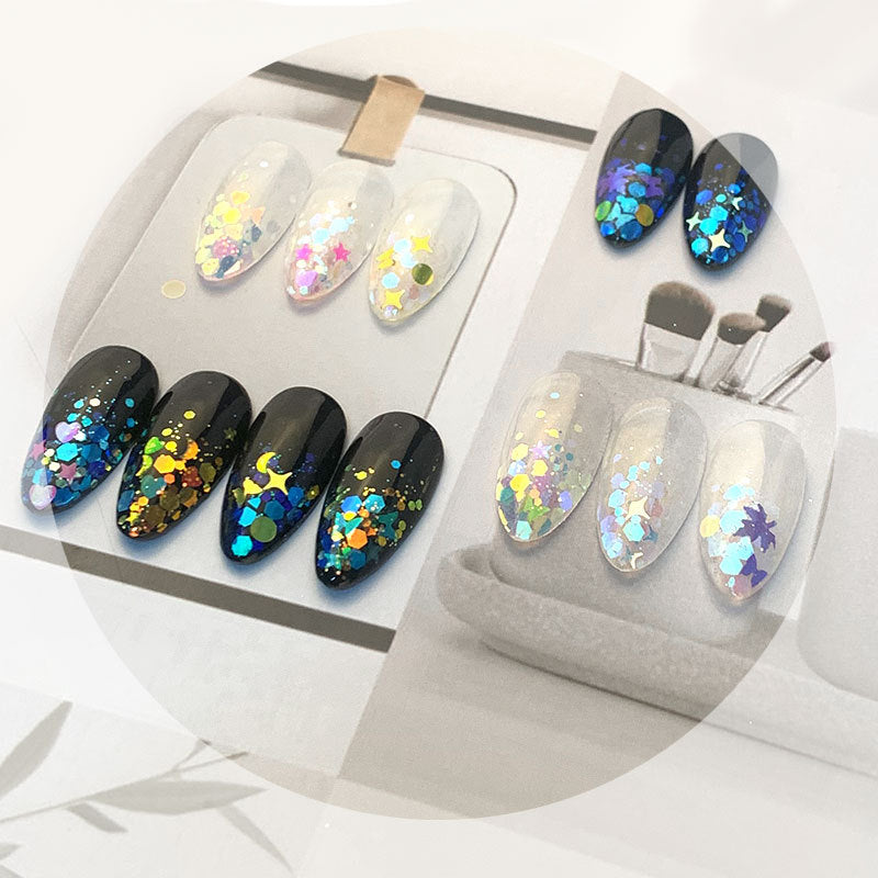 FFMB018 Nail Art Starry Laser Sequins, Irregular Starry Stars, Light Symphony Laser Sequins, Color-changing Set
