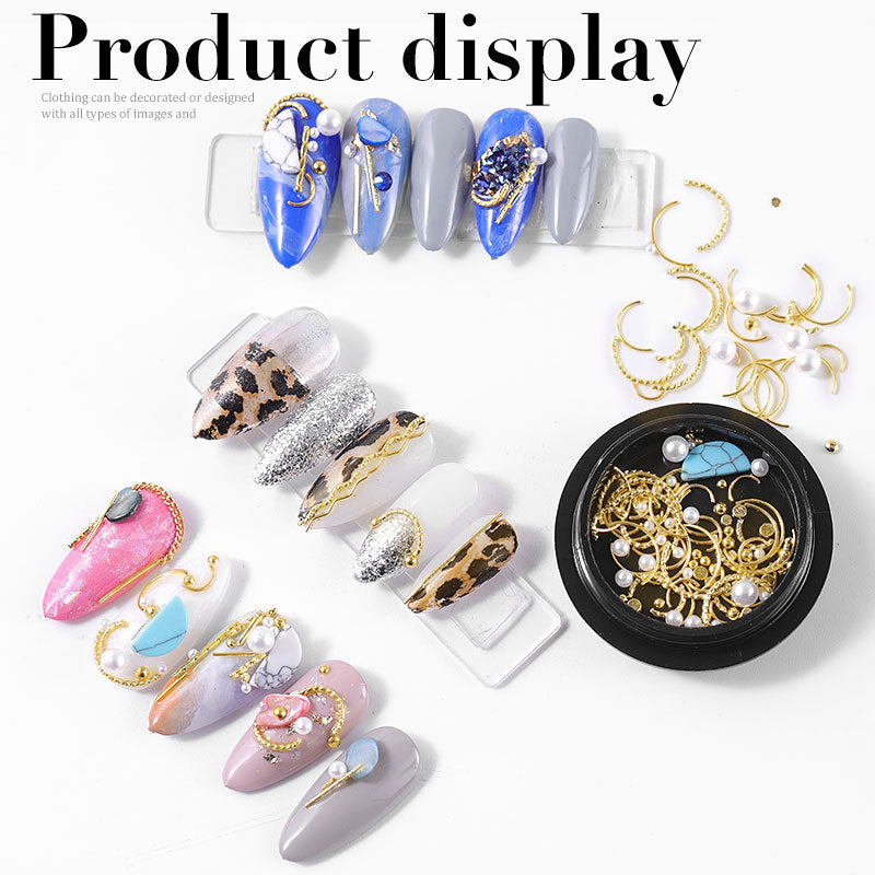 FDMC013 Nail Art Jewelry, Star and Moon Rivet Mix, Metal Mix Box Set, Nail Sequin Jewelry Wholesale