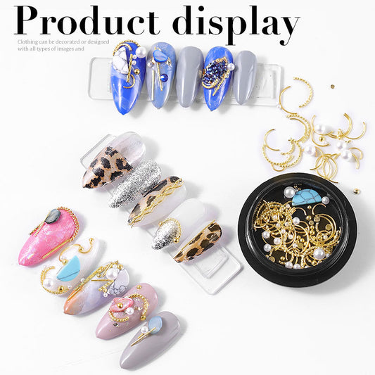 FDMC013 Nail Art Jewelry, Star and Moon Rivet Mix, Metal Mix Box Set, Nail Sequin Jewelry Wholesale